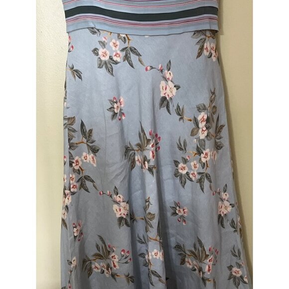 Adrianna Papell Linen Blend Dress 8 Floral V-Neck Resort Coastal Resort Summer - Picture 6 of 9